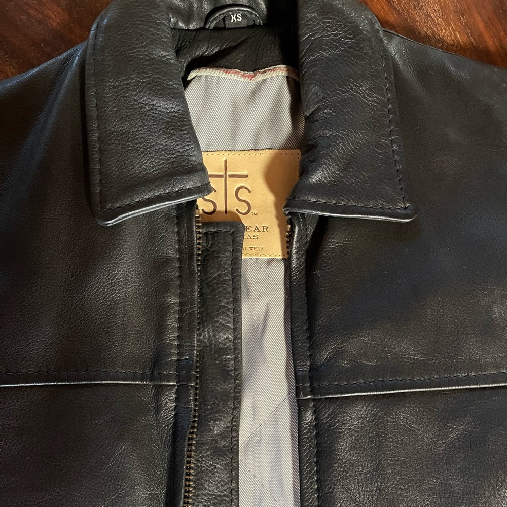 STS Black Leather Jacket size XS